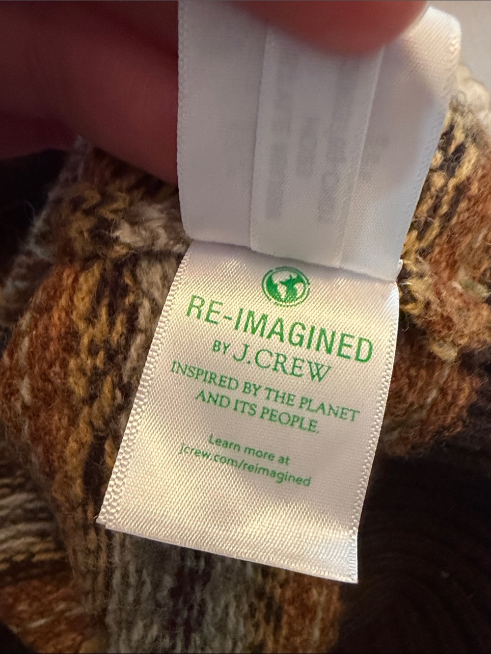 J. Crew Men's Fair Isle Crewneck 100% Wool Sweater in Brown / Cream Sz. Medium - Picture 5 of 6